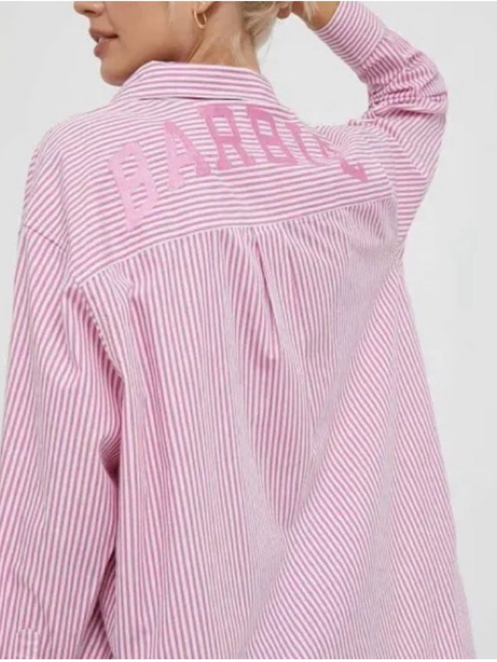 Gap X Barbie Pink Stripe Organic Shirt size large